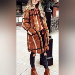 Women's Brown Plaid Coat